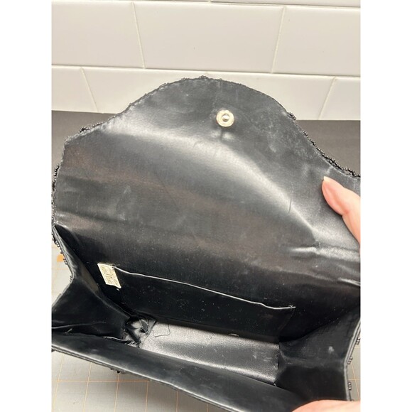 Vintage Black Beaded and Sequins Handbag Made In Hong Kong Evening Bag - Picture 5 of 8